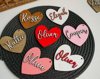 Personalized Valentine's Heart Name Tag: Wooden Gift Basket Label