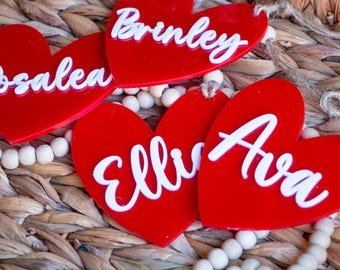Personalized Acrylic Heart Tag | Valentine's Day Basket Name Tag