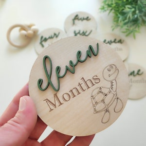 Disque pour bébé Milestone mensuel en bois | Cartes bébé étape importante | Accessoire photo bébé | Marqueurs d'étapes mensuelles pour photos de bébé | Cadeau baby shower