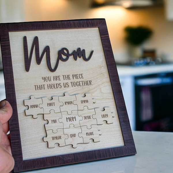 Custom Mothers Day Puzzle Sign | You are the Piece that holds us together | Mothers day gift | Personalized Gift for Mom | Gifts for Mom