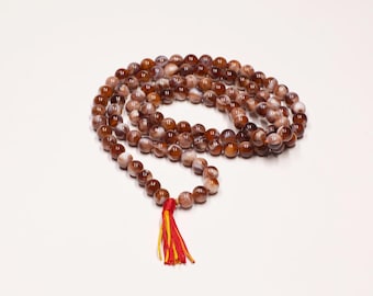 Japa Mala for Meditation | 108 Masan Bead Mala Necklace | Handmade Buddhist Prayer Beads | Mindfulness & Spiritual Healing Gift