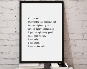 Empowering Quote for Inner Peace, Self-Love & Protection | Positive Affirmation | Morning Mantra | Printable wall art | Digital download