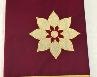 Buddhist Pawada Ritual Cloth | 12 ft length × 17.5 in width pathway cloth | Velvet with Lotus Design | Temple Offering | Home Altar Decor