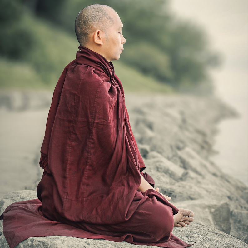 3 Piece Monk Robe Set Triple Robe Set Buddhist Monk Robe Maroon ...