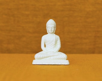 Mini Buddha Statue – Peaceful Fibre Sculpture for Meditation & Home Decor (4in)