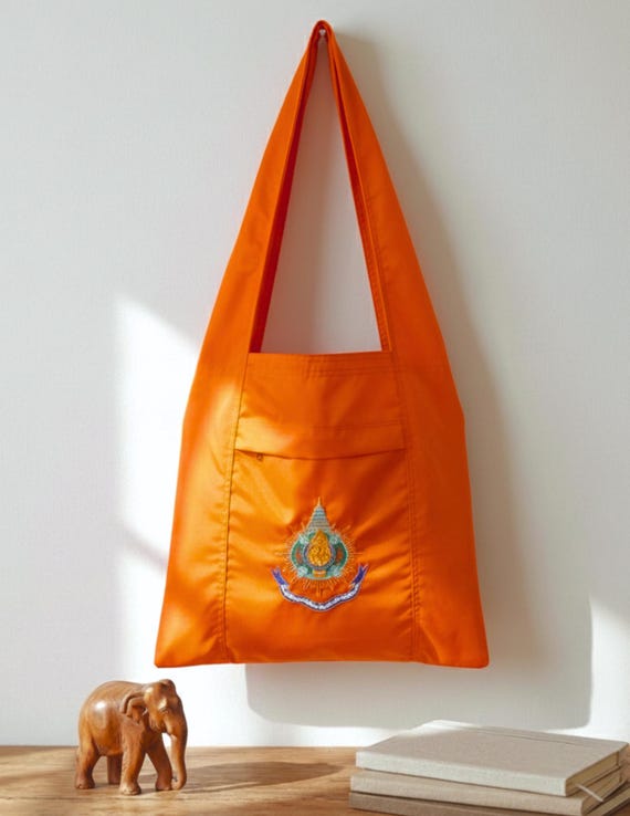Handmade Buddhist Monk Shoulder Bag | Zip Closure & Front Pocket