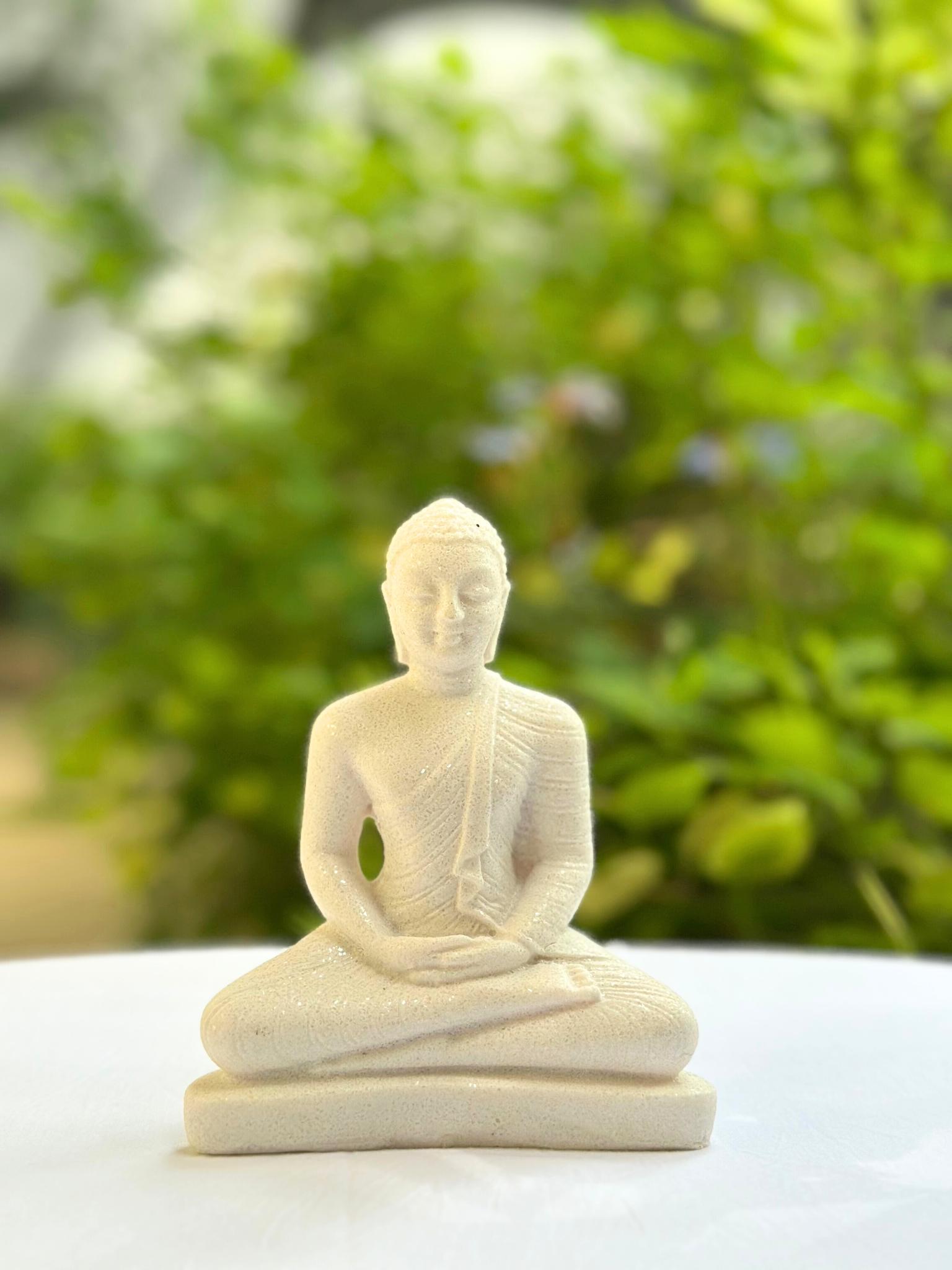 Small White Buddha Statue | Sitting Dolomite Buddha Figurine