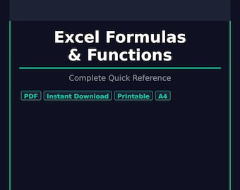 Excel Formulas & Functions Cheat Sheet — Quick Reference PDF | Printable