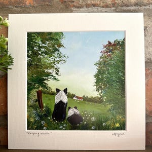 Border Collie Fine Art Print – Signed Artist, Country Scene (8x8)