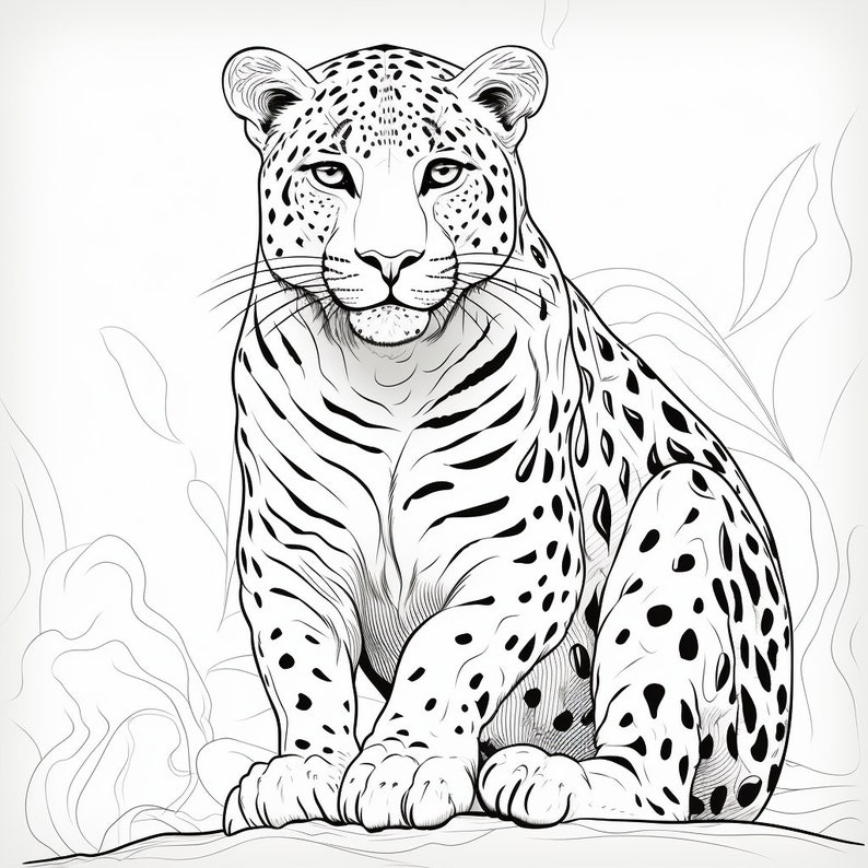 Big Cats Coloring Pages 15 Pages Etsy