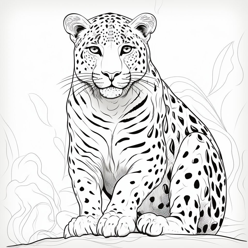 Big Cats Coloring Pages 15 Pages - Etsy