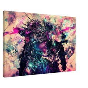 Cyberpunk Abstract Art, Cyberpunk Wall Art, Cyberpunk Woman Canvas Art Print