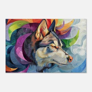 Husky Canvas Wall Art Print, Husky Art, Husky Wall Art, Abstract Husky Art