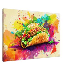 Abstract Taco Canvas Wall Art, Taco Art, Taco Lovers Gift