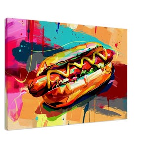 Abstract Hotdog Canvas Wall Art, Hotdog Art, Hotdog Lovers Gift