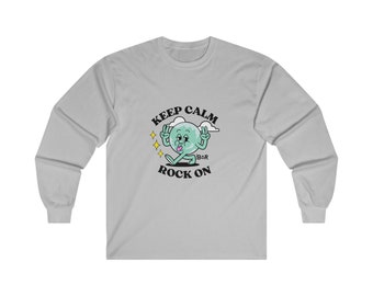 Keep Calm and Rock On T-shirt a maniche lunghe unisex in ultra cotone