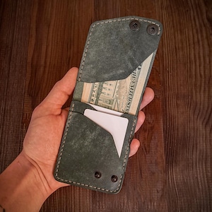 Portefeuille EDC mince avec poche avant - Portefeuille minimaliste - Portefeuille en cuir fait main - Portefeuille compact et spacieux pour homme - Cadeau pour lui - Cadeau pour mari
