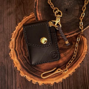 Cartera minimalista de motociclista con cadena - Tarjetero con bolsillo frontal - Cartera con llavero estilo camionero - Cartera EDC - Cartera para él - Cartera para hombre, Cartera para mujer