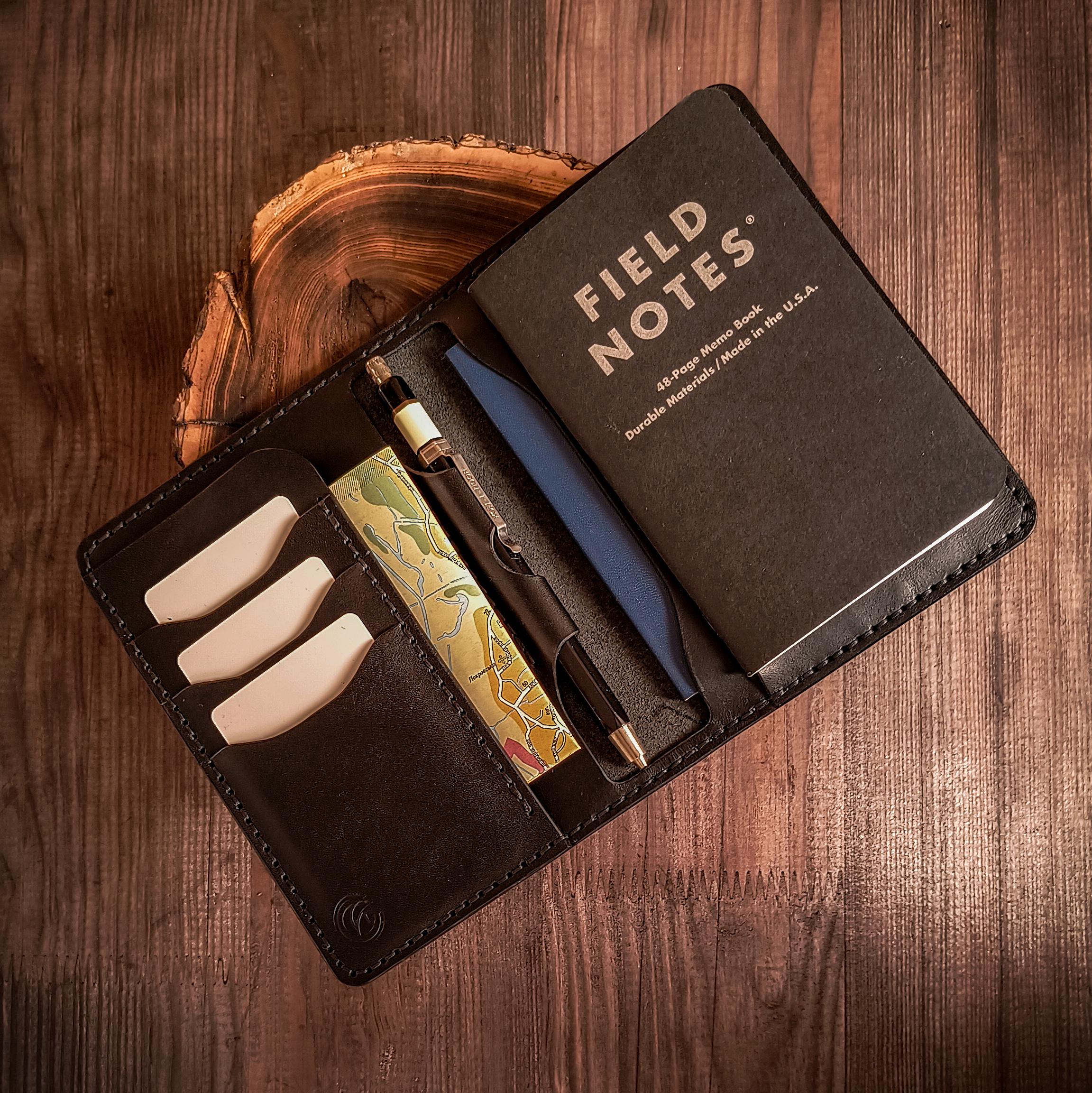 Extra Small Leather Journal Wallet With Pen Holder - Refillable Cover For Moleskine Volant