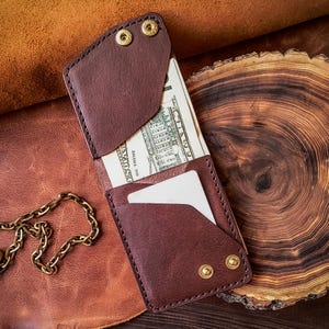 Front pocket leather wallet - Minimal design wallet - Vertical bifold wallet - Mens slim card and cash pouch - Handmade minimalist wallet
