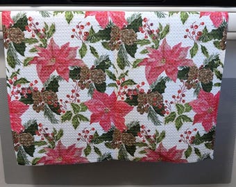 Christmas Kitchen Towel: Floral on Microfiber Blend
