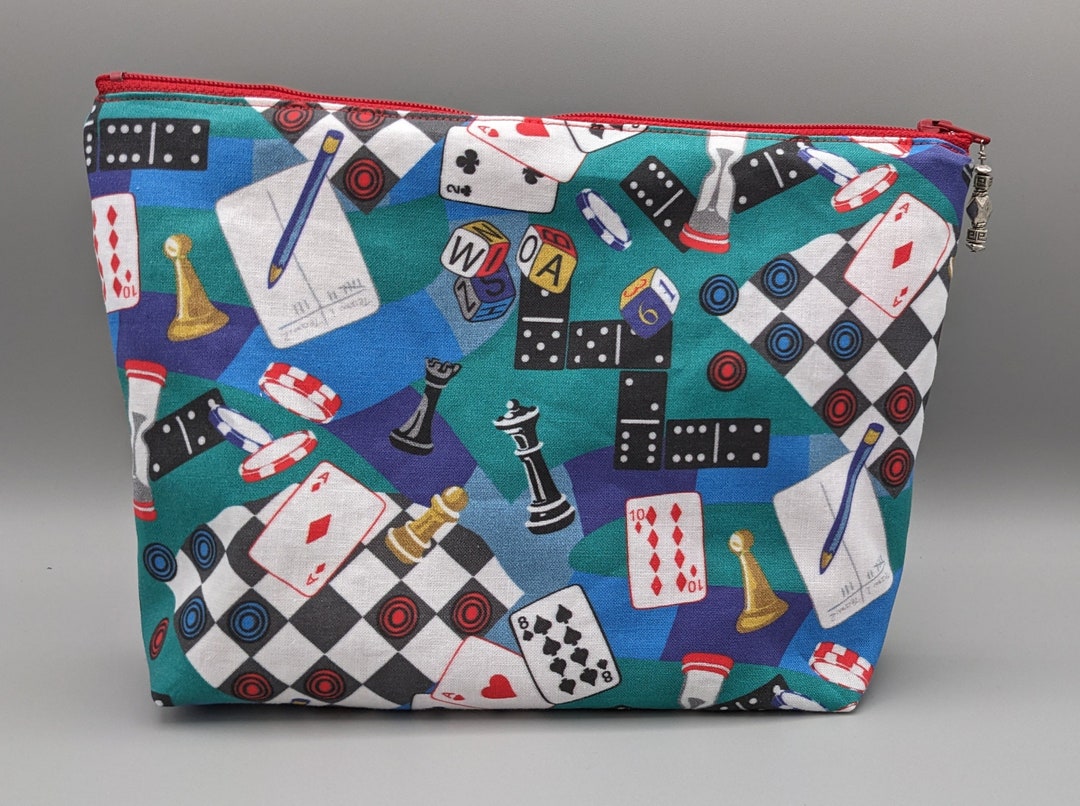 Large Zippered Pouch Game Night Theme Storage Bag Cloth Bag With Zipper