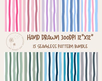 15 Stripe Seamless Pattern, Rustic Vertical Striped Digital Paper, Cottagecore,Grandmacore,Junk Journal,Summer Minimal Repeating Background,