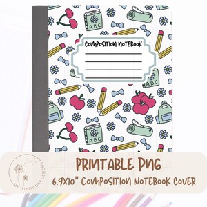 Copertina per quaderno Preppy Back To School, regalo di ringraziamento per insegnanti con design coquette disegnato a mano, primo giorno di scuola per bambini, licenza commerciale