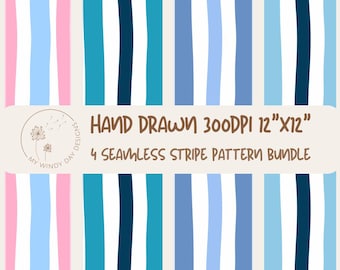 4 Blue Rustic Vertical Stripe Seamless Pattern Digital Paper, Cottagecore,Grandmacore,Junk Journal, Spring Summer Minimal Background, Boys