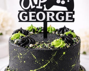 Personalized Acrylic Gaming Cake Topper - Custom Name & Age Decoration