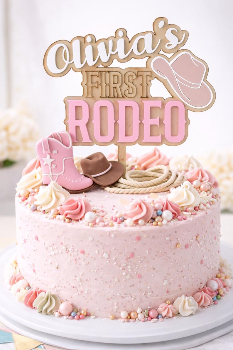 Custom First Rodeo Cake Topper: Cowgirl Birthday Party Decor - Etsy