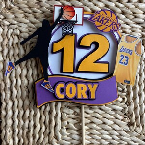 3D Lakers Basketball Personalised Cake Topper