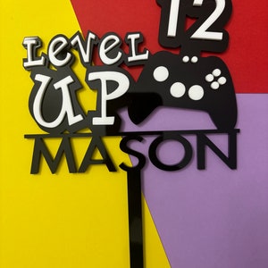Personalized Acrylic Gaming Cake Topper - Custom Name & Age Decoration