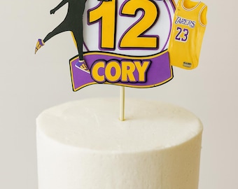 3D Lakers Basketball Personalised Cake Topper