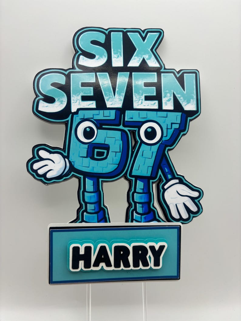 Six Seven 67 Kids Cake Topper | Custom Name Birthday Cake Decoration - Etsy