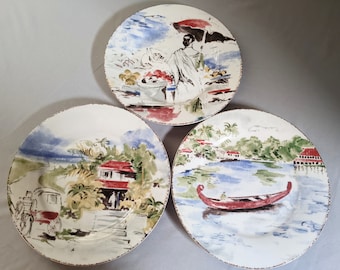 Set of Three Vintage Pier 1 Destination Salad or Dessert Plates Collectable Gift Replacement