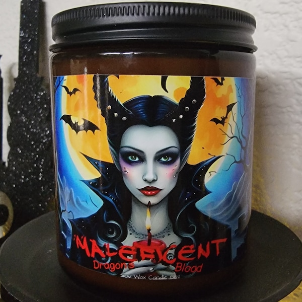 Maleficent Dragon's Blood Candle, Halloween candle, Scarytales Series, Witchy candle, Vanilla pomegranate scent, Moonbeam