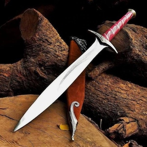 Handmade Viking Sting Sword Replica: Carbon Steel, Leather Scabbard