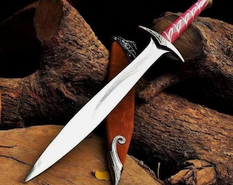 Handmade Viking Sting Sword Replica: Carbon Steel, Leather Scabbard