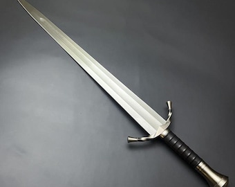 Handmade Medieval Viking Steel Sword with Leather - Monogram Option
