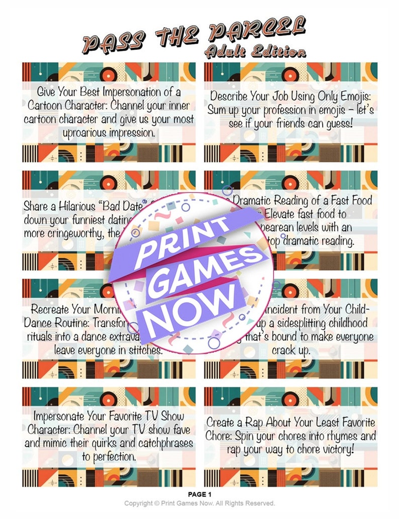 Pass the Parcel Adults Edition 25 Fun and Exciting Tasks and Dares ...