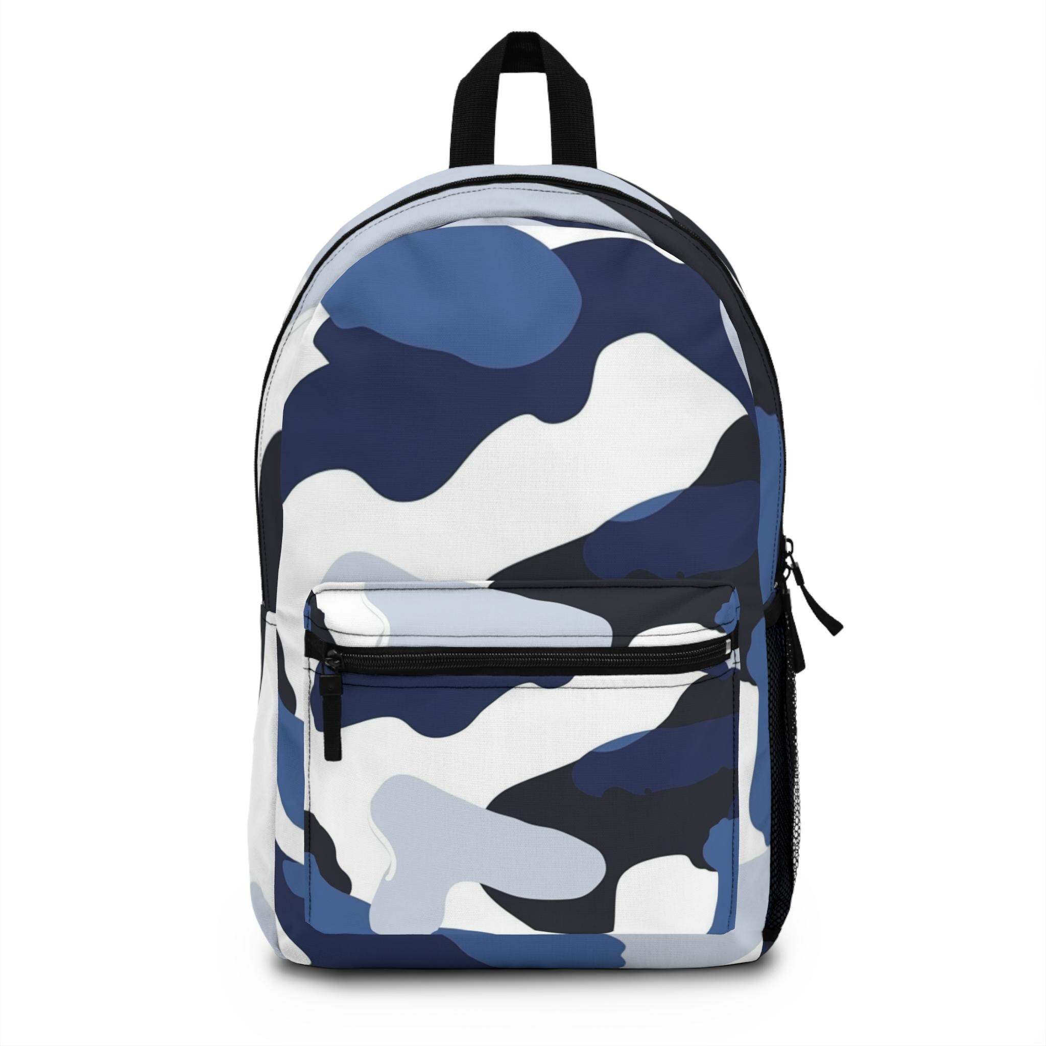 Swish Backpack Blue Camo Women\'s Bag Blue Camo Leather Backpack – FH Wadsworth main image 4