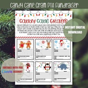 PTA Candy Gram | Christmas Gram | Holiday Gram | Candy Cane Gram | PTA Fundraiser | PTA Printables