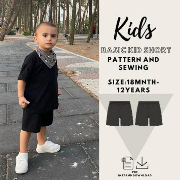 Kids shorts sewing pattern Gift İdea - Very easy to make with illustrated instructions - Beginner friendly sewing pattern template