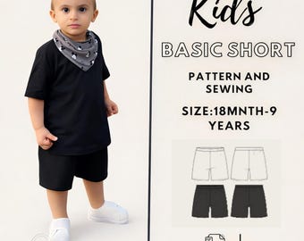 Kids shorts sewing pattern Gift İdea - Very easy to make with illustrated instructions - Beginner friendly sewing pattern template