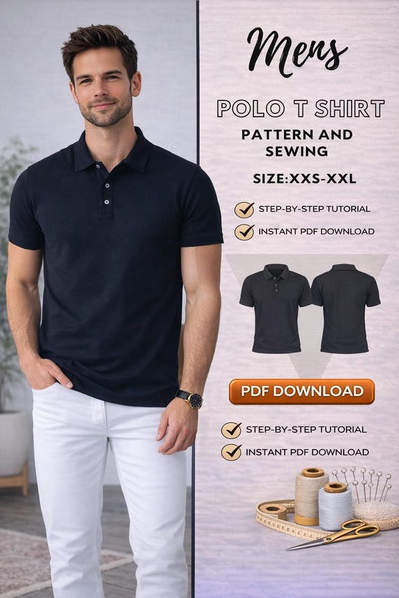 Men's Polo Collar T-Shirt - Stylish Classic/The Tshirt Men Like to Wear the Most/Polo Collar Tshirt Pattern/Polo Collar Pattern