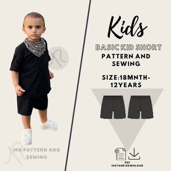 Shorts Pattern PDF Download- Baby Shorts- Toddler Shorts- Kids Sewing Pattern for Beginners- Basic kid short