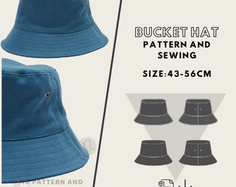 Unisex Bucket Hat Pattern / Extra Easy Illustrated Step by Step Instruction / Instruction sheet and sewing pattern / Skill Level = Basic