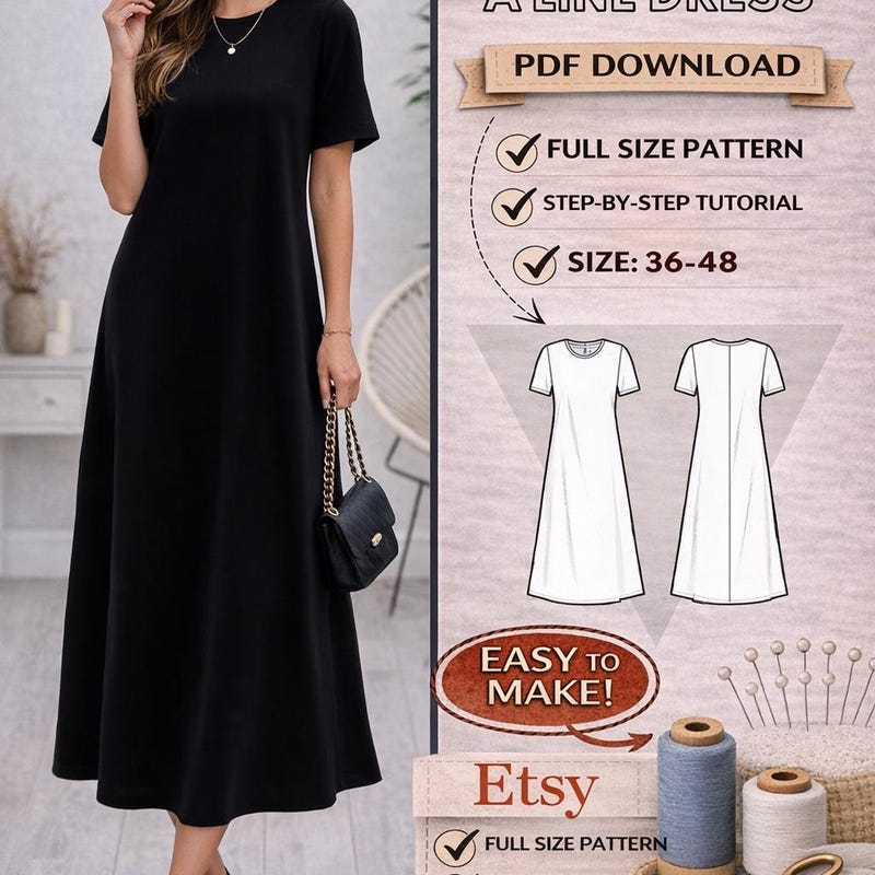 A Line Dress Pattern - Etsy