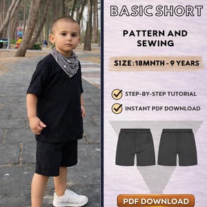 Shorts Pattern PDF Download- Baby Shorts- Toddler Shorts- Kids Sewing Pattern for Beginners- Basic kid short